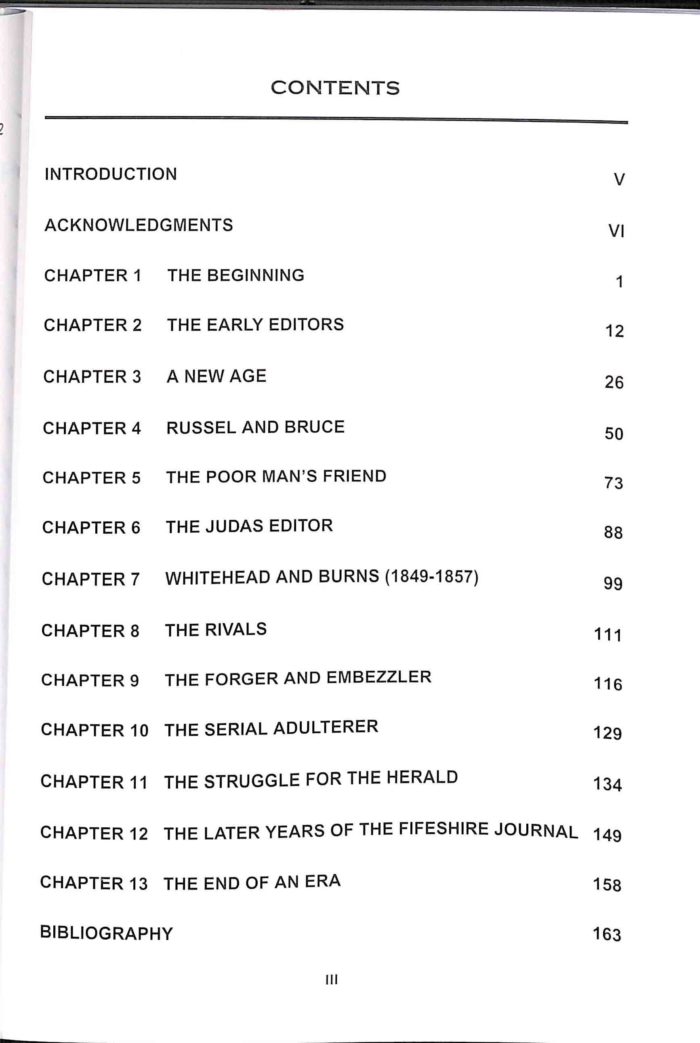 Cupar, The Years of Controversay,1822-1872, Contents