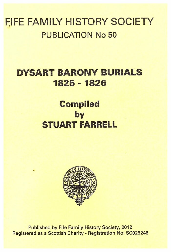 Publication No 50  Dysart Barony Burials 1825-1826